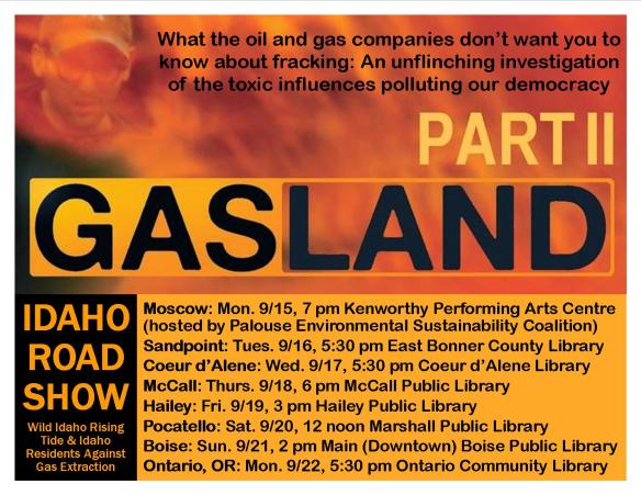 Gasland 2 Idaho Road Show Flyer